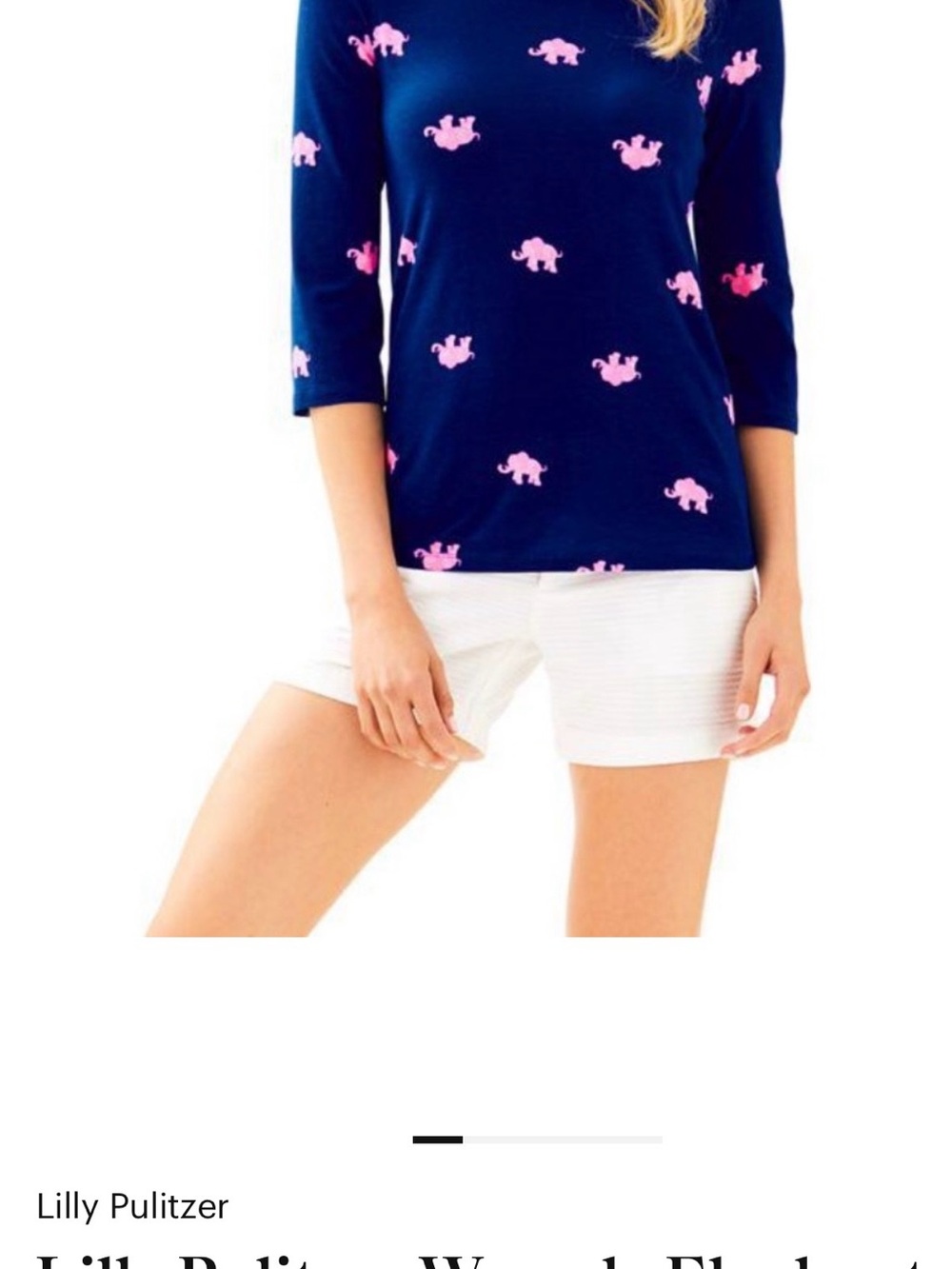 Lilly Pulitzer Navy Top with Pink Elephant Print